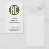 Modern Monogram White Plain Visitekaartje (Voorkant / Achterkant)