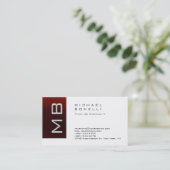 Modern Monogram White Stripe Visitekaartje (Staand voorkant)