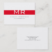 Modern Monogram White Stripe Visitekaartje (Voorkant / Achterkant)