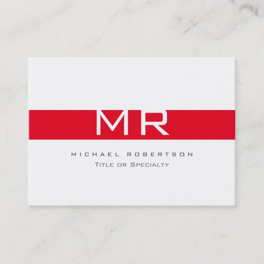 Modern Monogram White Stripe Visitekaartje (Voorkant)
