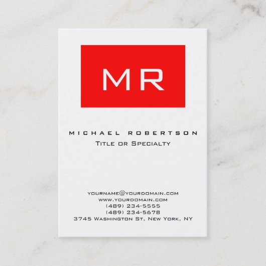 Modern Monogram White Stripe Visitekaartje (Voorkant)