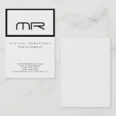Modern Monogram White Trendy Visitekaartje (Voorkant / Achterkant)