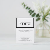 Modern Monogram White Trendy Visitekaartje (Staand voorkant)