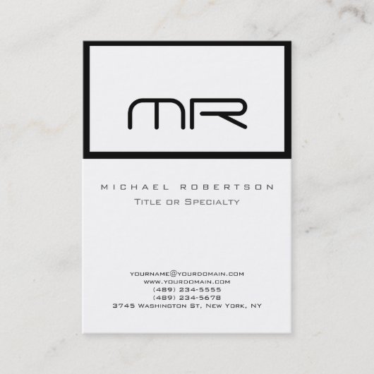 Modern Monogram White Trendy Visitekaartje (Voorkant)