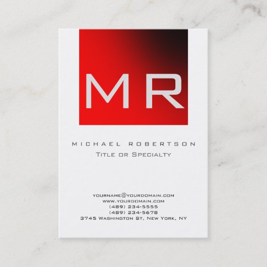 Modern Monogram White Visitekaartje (Voorkant)