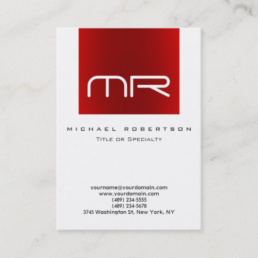 Modern Monogram White Visitekaartje (Voorkant)