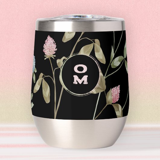 Modern Monogram Wildflower Roos Groene Grote Klave