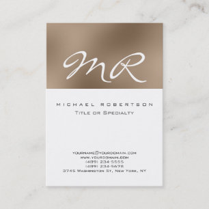 Modern Monogram Wit Beige Clean Visitekaartje