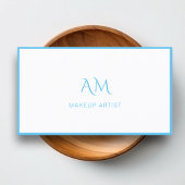 Modern, Monogram, Wit, Blauw Visitekaartje