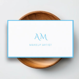 Modern, Monogram, Wit, Blauw Visitekaartje