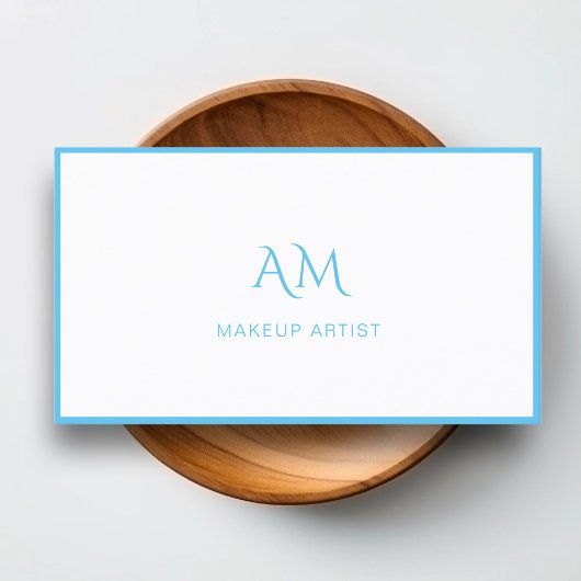 Modern, Monogram, Wit, Blauw Visitekaartje