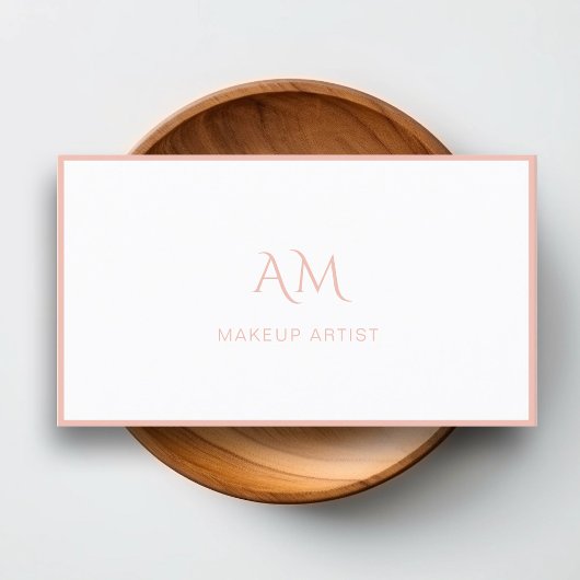 Modern, Monogram, wit-blush Visitekaartje