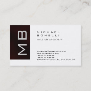 Modern Monogram Wit Donkerrood Zakelijk Visitekaar Visitekaartje