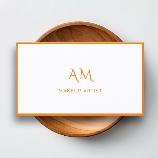 Modern, Monogram, Wit, Oranje Visitekaartje