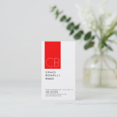 Modern Monogram wit rood aantrekkelijk Visitekaart Visitekaartje (Staand voorkant)