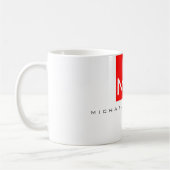 Modern Monogram wit rood minimalistisch plein Koffiemok (Links)
