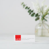 Modern Monogram Wit Rood Schoon Visitekaartje (Staand voorkant)
