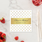 Modern monogram - witte en gouden polka stippen servet (Insitu)