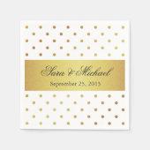 Modern monogram - witte en gouden polka stippen servet (Voorkant)