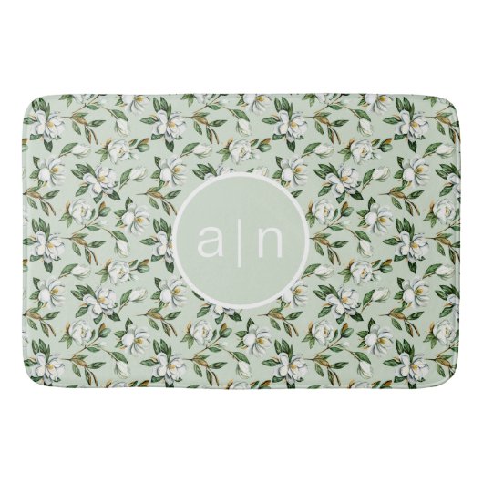 Modern Monogram Witte Magnolia Badmat (Voorkant)