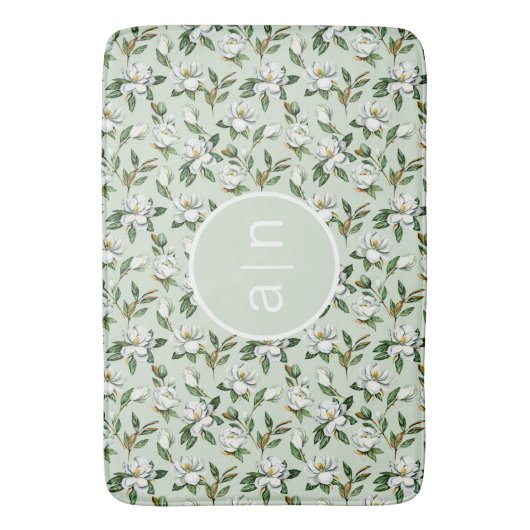 Modern Monogram Witte Magnolia Badmat (Voorkant Verticaal)