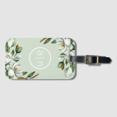 Modern Monogram Witte Magnolia Bagagelabel (Voorkant (horizontaal))