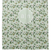 Modern Monogram Witte Magnolia Douchegordijn (Voorkant)