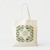 Modern Monogram Witte Magnolia Tote Bag (Voorkant)