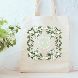 Modern Monogram Witte Magnolia Tote Bag