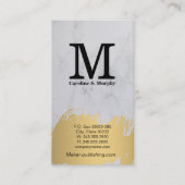 Modern Monogram | Witte Marmer | Goud Geborsteld Visitekaartje (Voorkant)