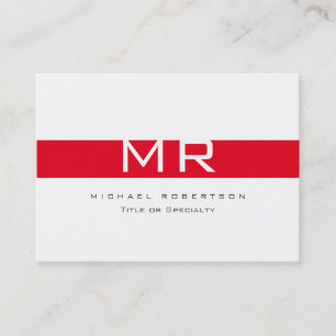 Modern Monogram Witte Rode Streep Visitekaartje