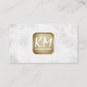 Modern monogram | Witte textuur achtergrond Visitekaartje (Voorkant)