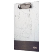 Modern Monogram Wood White Marble Klembord (Links)