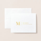 Modern Monogram, Zakelijk Logo Echt Goud Folie Kaa Kaarten (Voorkant met envelop)