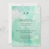 Modern Monogram Zee Foam Waterverf Wedding Kaart (Voorkant)