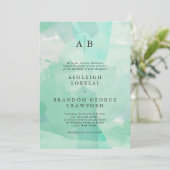 Modern Monogram Zee Foam Waterverf Wedding Kaart (Staand voorkant)