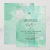 Modern Monogram Zee Foam Waterverf Wedding Kaart (Voorkant / Achterkant)