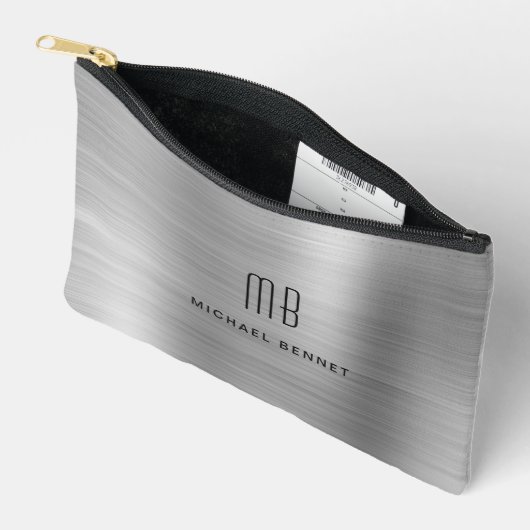 Modern Monogram Zilver Grijs Etui (Open)