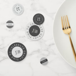 Modern Monogram Zilver Grijs Graduation Party Confetti