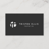 Modern Monogram Zilver Zwart Professional Visitekaartje (Voorkant)