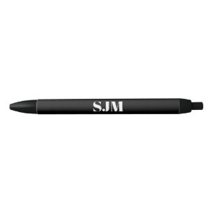 Modern monogram zwart aangepaste initialen naam zwarte inkt pen