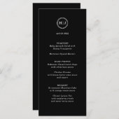 Modern Monogram Zwart Bruiloft Menu (Voorkant / Achterkant)