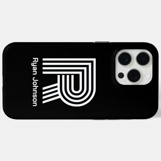 Modern Monogram zwart Case-Mate iPhone Case (Achterkant (horizontaal))