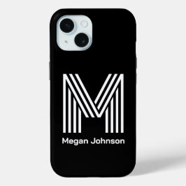 Modern Monogram zwart iPhone 15 Case
