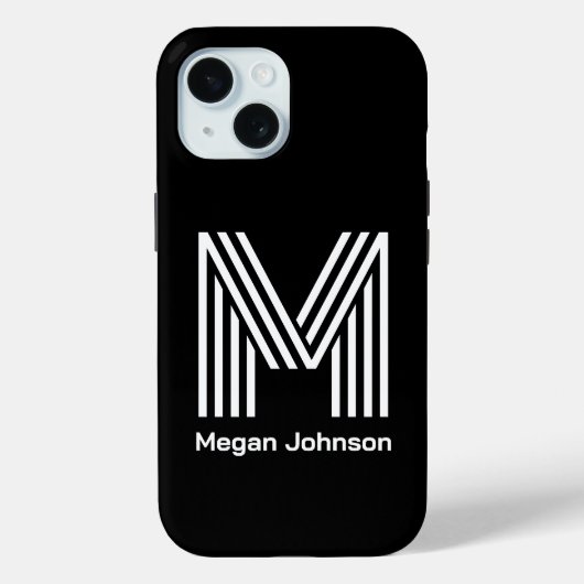 Modern Monogram zwart Case-Mate iPhone Case (Achterkant)