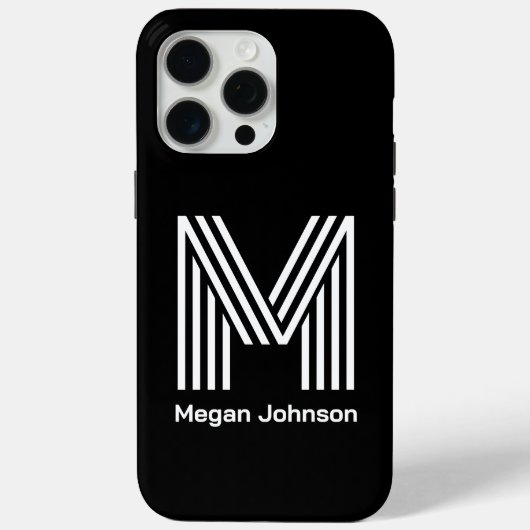 Modern Monogram zwart Case-Mate iPhone Case (Achterkant)