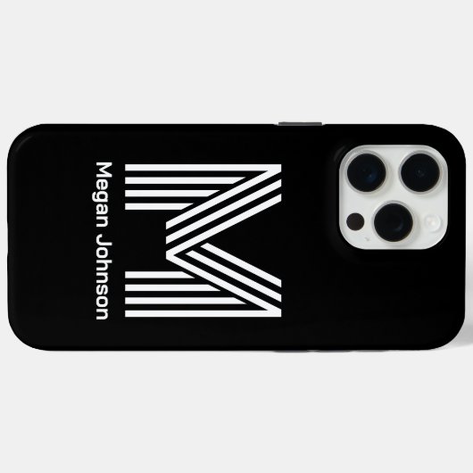 Modern Monogram zwart Case-Mate iPhone Case (Achterkant (horizontaal))
