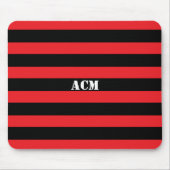 Modern Monogram Zwart en Rode Strepen Muismat (Voorkant)