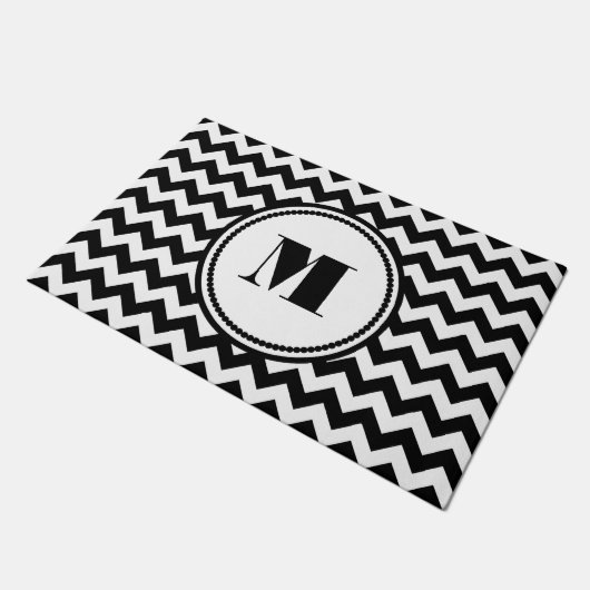 Modern Monogram Zwart en Wit Deurmat (Schuin)