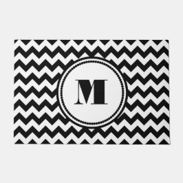 Modern Monogram Zwart en Wit Deurmat